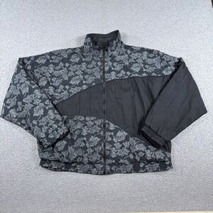 Vintage Reebok Jacket Mens XL Black Ivy Leaf Print Windbreaker Classic Retro 90s